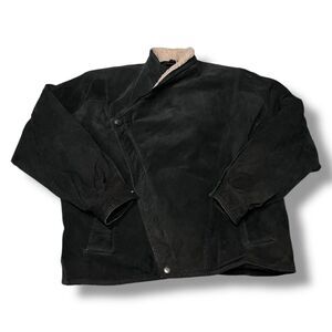 Mirage Vintage Korea Sherpa Collard Black Leather Zip Up Jacket Men’s Size 42/L